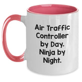 Air Traffic Controller Gifts from Friends for Graduation Celebrations - Air Traffic Controller By Day. Ninja By Night. Two Tone Coffee Mug - Main